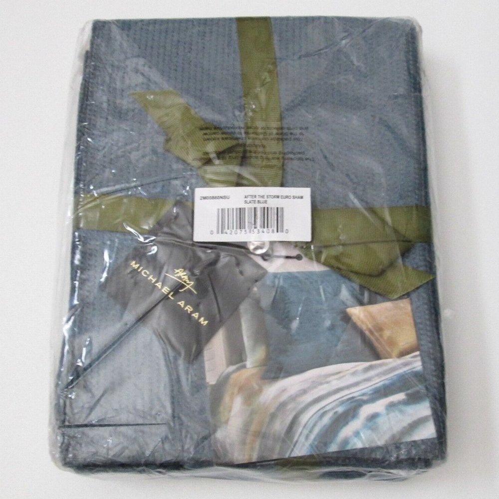 Michael Aram Euro Sham After The Storm Slate Blue Shiny Square Pillow Co…
